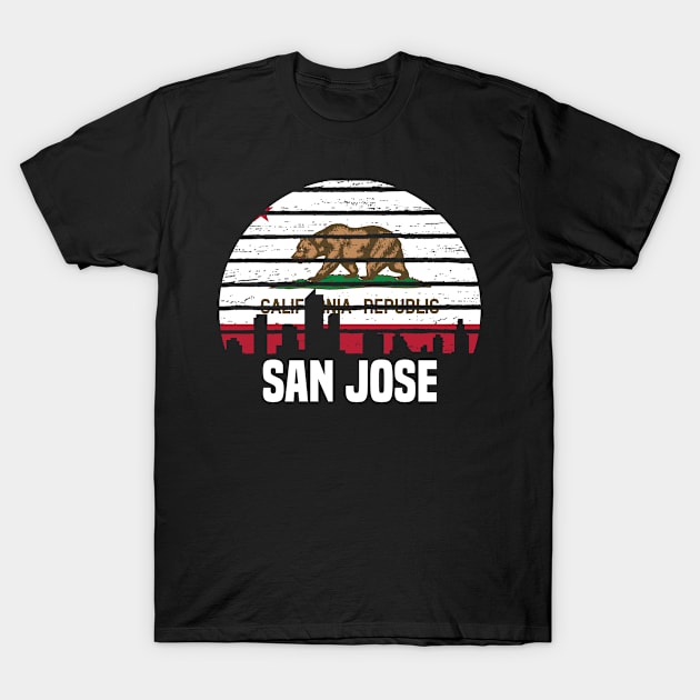 San Jose California CA Group City Silhouette Flag T-Shirt by jkshirts